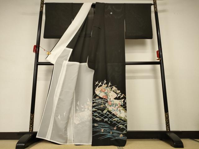 平和屋着物＊夏物　黒留袖　絽　作家物　花鳥文　正絹　逸品　AABD4537jd