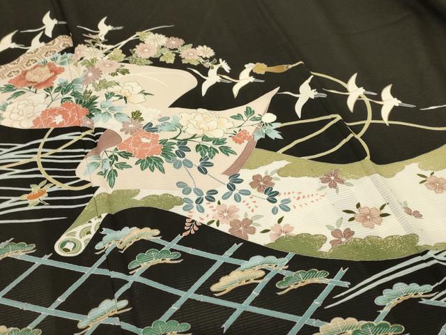 平和屋着物＊夏物　黒留袖　絽　作家物　花鳥文　正絹　逸品　AABD4537jd