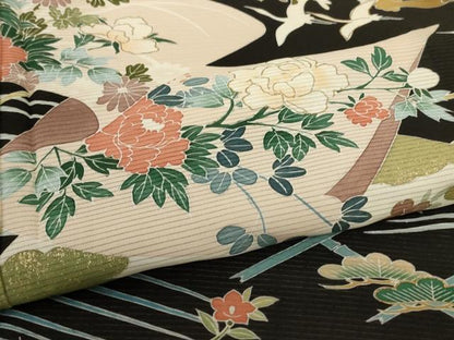平和屋着物＊夏物　黒留袖　絽　作家物　花鳥文　正絹　逸品　AABD4537jd