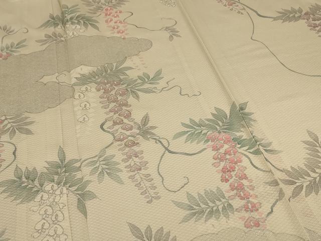 平和屋着物＊夏物 訪問着 変わり絽 駒刺繍 草花文 銀彩 正絹 逸品 AABD4539jd