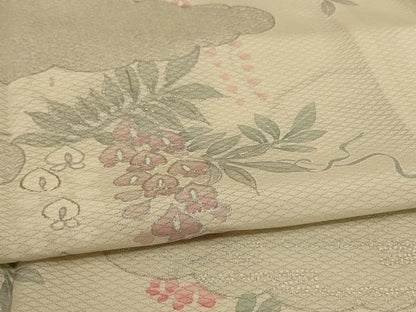 平和屋着物＊夏物 訪問着 変わり絽 駒刺繍 草花文 銀彩 正絹 逸品 AABD4539jd