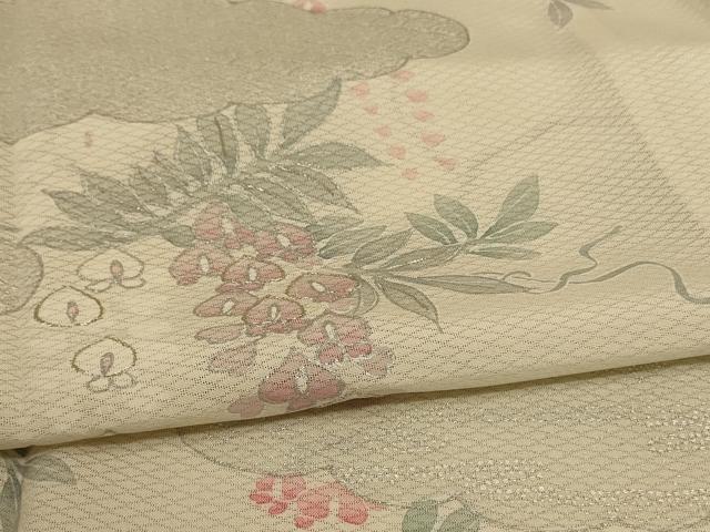 平和屋着物＊夏物 訪問着 変わり絽 駒刺繍 草花文 銀彩 正絹 逸品 AABD4539jd