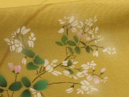 平和屋着物＊夏物 訪問着 絽 手描き 草花文 金彩 正絹 逸品 AABD4543jd