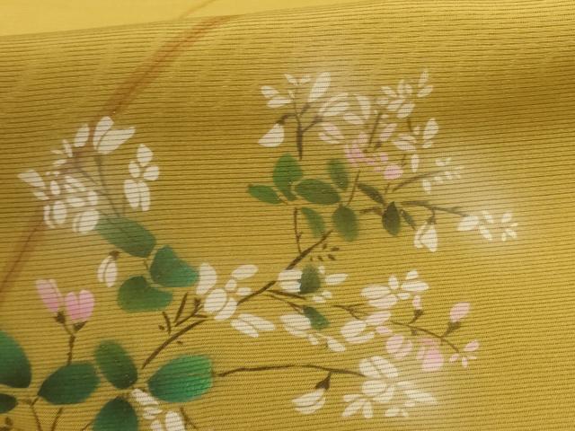 平和屋着物＊夏物 訪問着 絽 手描き 草花文 金彩 正絹 逸品 AABD4543jd