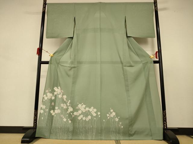 平和屋着物＊夏物 訪問着 絽 草花文 金彩 ロング丈 正絹 逸品 AABD4545jd