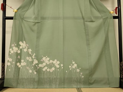 平和屋着物＊夏物 訪問着 絽 草花文 金彩 ロング丈 正絹 逸品 AABD4545jd
