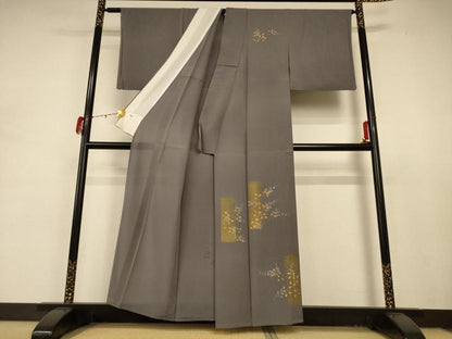 平和屋着物＊夏物 訪問着 絽縮緬 色紙草花文 金彩 正絹 逸品 AABD4546jd