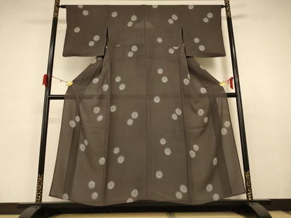 平和屋着物＊夏物 小紋 紗 丸文 正絹 逸品 AABD4547jd
