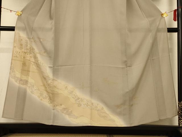 平和屋着物＊夏物 訪問着 絽 刺繍 道長花文 暈し染め 金彩 正絹 逸品 AABD4549jd