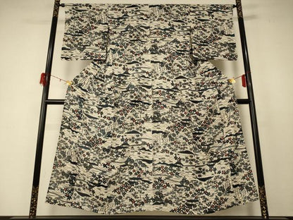 平和屋着物＊夏物　小紋　絽　風景文　正絹　逸品　AABD4551jd