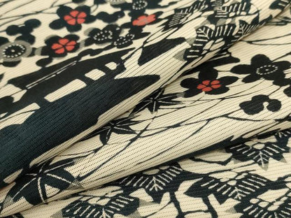 平和屋着物＊夏物　小紋　絽　風景文　正絹　逸品　AABD4551jd