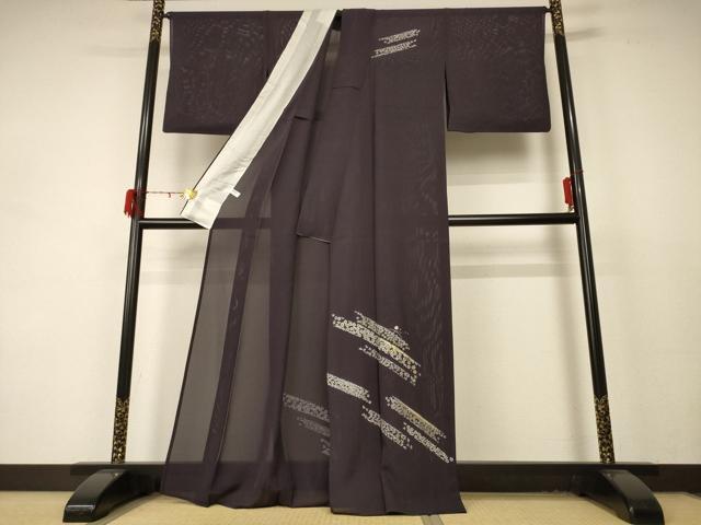 平和屋着物＊夏物 訪問着 絽 刺繍 草花文 金銀彩 正絹 逸品 AABD4558jd