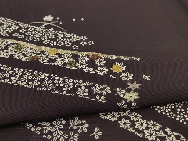 平和屋着物＊夏物 訪問着 絽 刺繍 草花文 金銀彩 正絹 逸品 AABD4558jd
