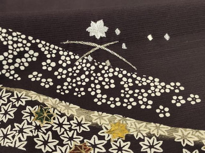 平和屋着物＊夏物 訪問着 絽 刺繍 草花文 金銀彩 正絹 逸品 AABD4558jd