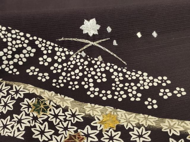 平和屋着物＊夏物 訪問着 絽 刺繍 草花文 金銀彩 正絹 逸品 AABD4558jd