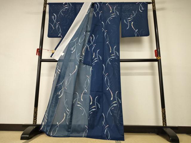 平和屋着物＊夏物 小紋 絽 霞文 洗える着物 AABD4560jd