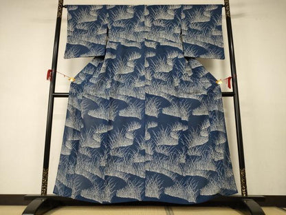 平和屋着物＊夏物 小紋 絽 草葉文 正絹 逸品 AABD4562jd