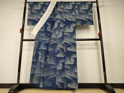 平和屋着物＊夏物 小紋 絽 草葉文 正絹 逸品 AABD4562jd