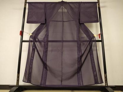 平和屋着物＊夏物 色無地 紗 黒紅色 正絹 逸品 AABD4563jd
