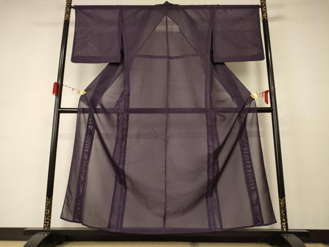 平和屋着物＊夏物 色無地 紗 黒紅色 正絹 逸品 AABD4563jd