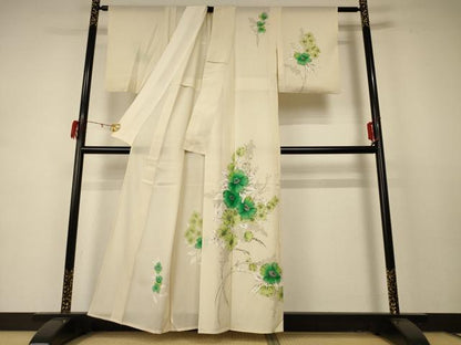 平和屋着物＊夏物 訪問着 絽 草花文 正絹 逸品 AABD4565jd