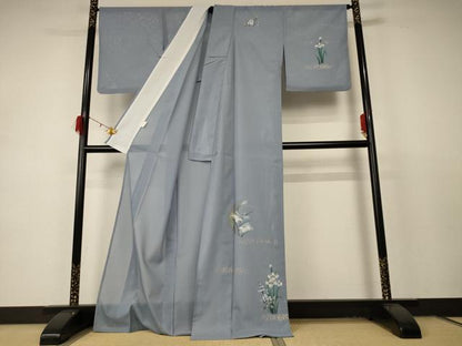 平和屋着物＊夏物 訪問着 絽 草花文 兎 金彩 洗える着物 AABD4566jd