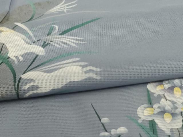 平和屋着物＊夏物　訪問着　絽　草花文　兎　金彩　洗える着物　AABD4566jd 平和屋着物＊夏物 訪問着 絽 草花文 兎 金彩 洗える着物 AABD4566jd