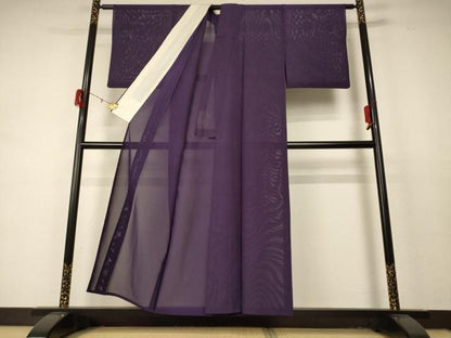 平和屋着物＊夏物 色無地 絽 黒紅色 正絹 逸品 AABD4567jd