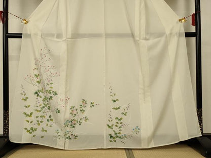平和屋着物＊夏物 訪問着 絽 草花文 銀彩 正絹 逸品 AABD4572jd