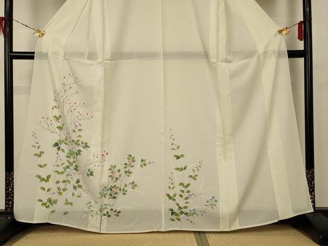 平和屋着物＊夏物 訪問着 絽 草花文 銀彩 正絹 逸品 AABD4572jd