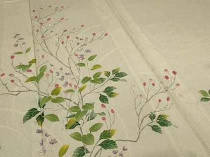 平和屋着物＊夏物 訪問着 絽 草花文 銀彩 正絹 逸品 AABD4572jd