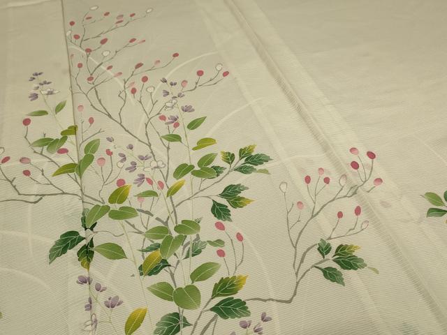 平和屋着物＊夏物 訪問着 絽 草花文 銀彩 正絹 逸品 AABD4572jd