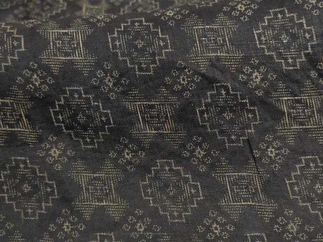平和屋着物＊夏物 上布 幾何学文様 麻 逸品 AABD4574jd