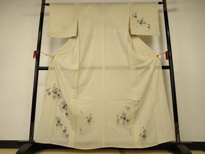 平和屋着物＊夏物 訪問着 絽 草花文 銀彩 正絹 逸品 AABD4575jd