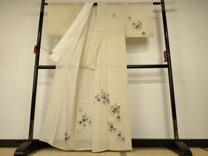 平和屋着物＊夏物 訪問着 絽 草花文 銀彩 正絹 逸品 AABD4575jd