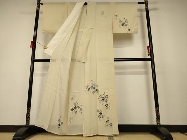 平和屋着物＊夏物 訪問着 絽 草花文 銀彩 正絹 逸品 AABD4575jd