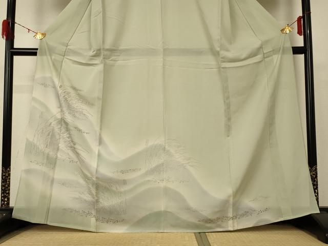 平和屋着物＊夏物 訪問着 絽 刺繍 風景文 暈し染め 銀彩 正絹 逸品 AABD4576jd