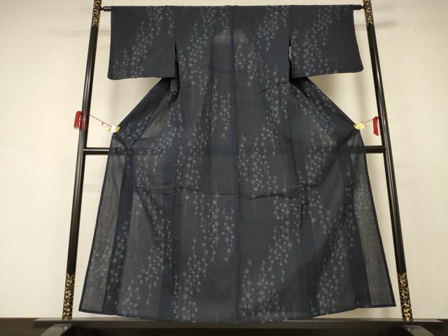 平和屋着物＊夏物 紗紬 枝葉文 正絹 逸品 AABD4578jd