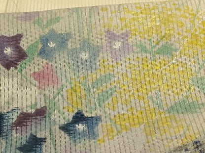 平和屋着物＊夏物 訪問着 縦絽 手描き 飾花文 銀彩 正絹 逸品 AABD4583jd