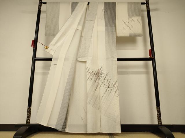 平和屋着物＊夏物 訪問着 縦絽 作家物 霞文 正絹 逸品 AABD4584jd