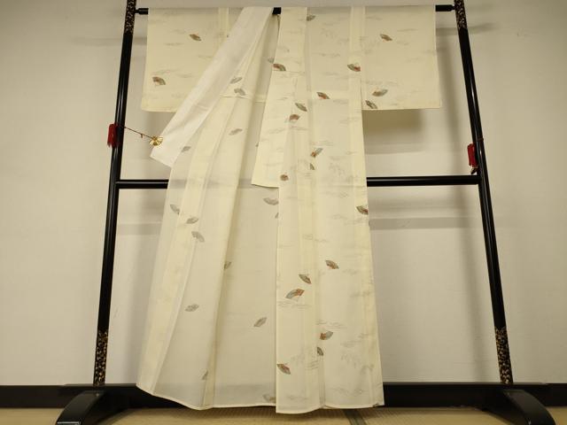 平和屋着物＊夏物 小紋 絽 扇子 正絹 逸品 AABD4585jd