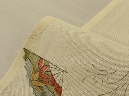 平和屋着物＊夏物 小紋 絽 扇子 正絹 逸品 AABD4585jd
