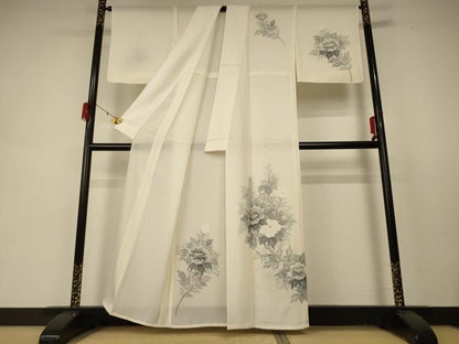 平和屋着物＊夏物 訪問着 絽 手描き 草花文 正絹 逸品 未使用 AABD4586jd