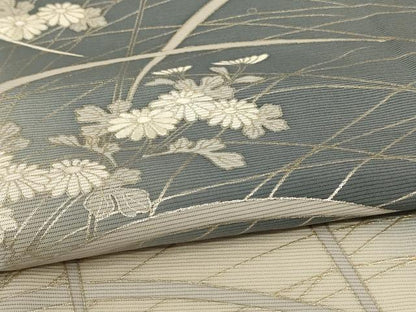 平和屋着物＊夏物　訪問着　絽　草花文　暈し染め　銀彩　正絹　逸品　AABD4589jd