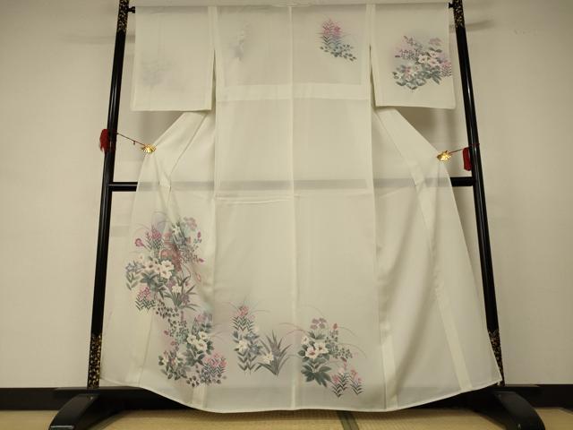 平和屋着物＊夏物 訪問着 絽 手描き 飾花文 正絹 逸品 AABD4601jd