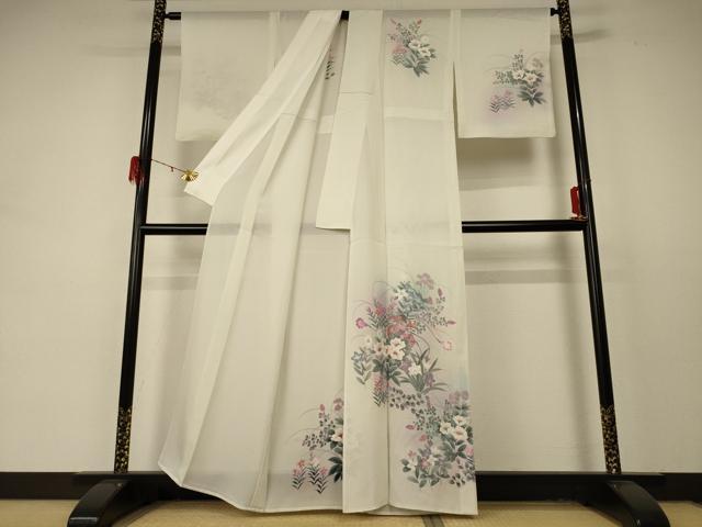平和屋着物＊夏物 訪問着 絽 手描き 飾花文 正絹 逸品 AABD4601jd