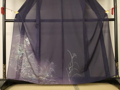 平和屋着物＊夏物 訪問着 絽 手描き 草花文 銀彩 正絹 逸品 AABD4603jd