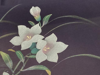 平和屋着物＊夏物 訪問着 絽 手描き 草花文 銀彩 正絹 逸品 AABD4603jd