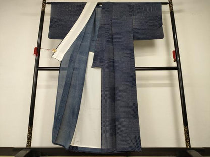 平和屋着物＊夏物 小紋 絽 変わり縞 正絹 逸品 AABD4605jd