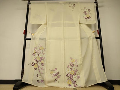 平和屋着物＊夏物 訪問着 絽 草花文 銀彩 正絹 逸品 AABD4607jd